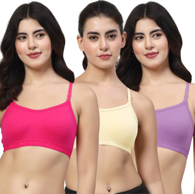LILY 3321 Women Sports Non Padded Bra(Pink, Yellow, Purple)