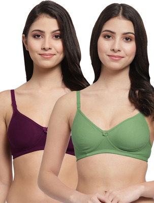 Docare Women T-Shirt Lightly Padded Bra(Green, Purple)