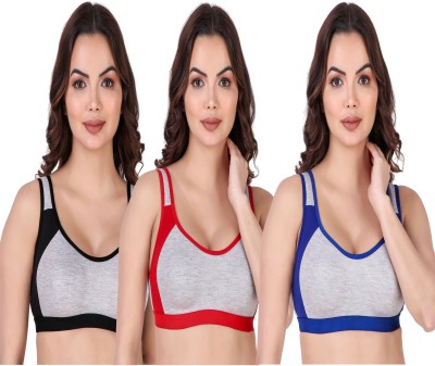 CURVZEX ANAYA Women Sports Non Padded Bra(Red, Black, Blue)