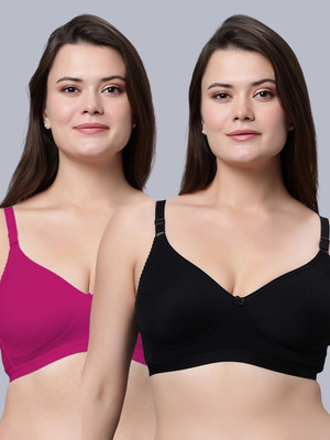 Eden EDENBRA08MAGENTABLACK Women T-Shirt Non Padded Bra(Pink, Black)