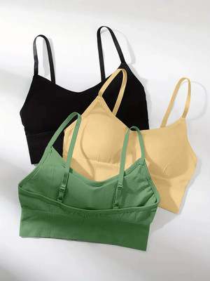 MAHEK CREATIVE 646-skin-blk-green-03-30 Women Everyday Lightly Padded Bra(Multicolor)