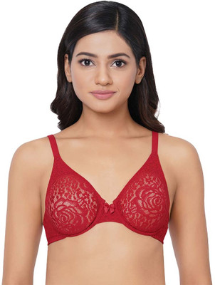 Wacoal Halo Lace Women Full Coverage Non Padded Bra(Red)