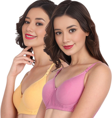 Liigne Women Everyday Non Padded Bra (Pack Of 2) for T-Shirt Saree Dress Sports Garment Women T-Shirt Non Padded Bra(Yellow)