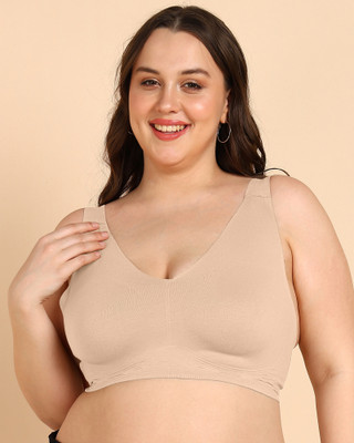 TWEENS Tweens Invisi-Fit Plus-Size Non-Padded Cotton Bonded Seamless Bra Women Minimizer Non Padded Bra(Beige)