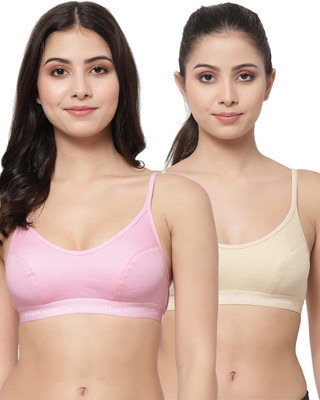 COLLEGE GIRL SB08 Women Sports Non Padded Bra(Pink, Beige)