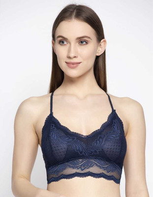 SOBERBIO Women Bralette Lightly Padded Bra(Blue)