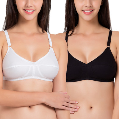 SOUMINIE Women Minimizer Non Padded Bra(White, Black)