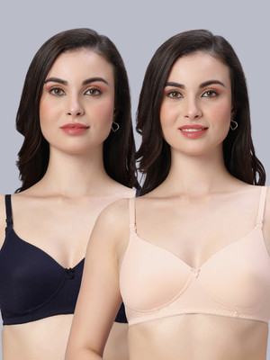 Eden EDEN102NAVYBLUESKIN Women T-Shirt Non Padded Bra(Dark Blue, Beige)