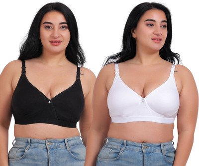 Fabme Plus Size Women Maternity/Nursing Non Padded Bra(Multicolor)
