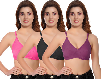 Black Wings Women's Comfort Bra For Everyday Combo Pack of 3 Single Layered Women Everyday Non Padded Bra(Multicolor)
