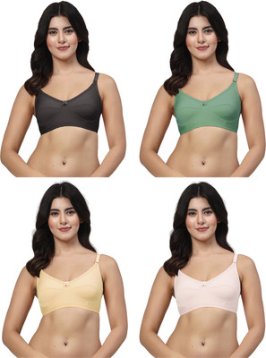 LILY akihdar Women Minimizer Non Padded Bra(Black, Green, Beige, White)