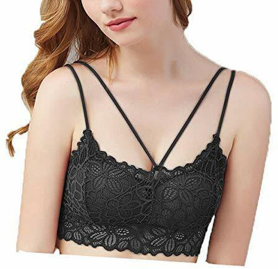 Kamini Dual Dori full Padded women's Bra Women Bralette Lightly Padded Bra(Black)