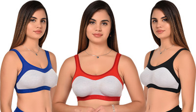 Yana Women Sports Non Padded Bra(Black, Red, Blue)