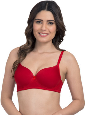 TWEENS Tweens Heavily Padded Push-Up Seamless T-Shirt Bra Women Full Coverage Heavily Padded Bra(Red)