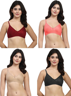 LILY wnysor Women T-Shirt Non Padded Bra(Red, Maroon, Beige, Black)