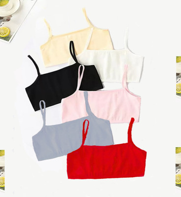 BRAASHEE PACK Of 6 Women's Girls cotton Blend mid coverage non padded bra Girls Sports Non Padded Bra(Multicolor)