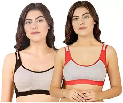 Emerge Overseas Pack OF 2 (Multicolor) Women Sports Non Padded Bra(Multicolor)