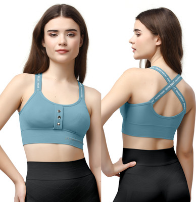 NAGARVEL CREATION cross-blu-01-34 Women Everyday Lightly Padded Bra(Blue)