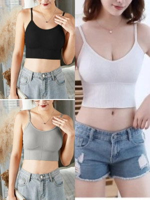HYDOTON Women Cami Bra Lightly Padded Bra Women Cami Bra Lightly Padded Bra(White, Black, Grey)