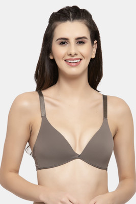 PrettyCat PrettyCat Seamless Wirefree Plunge Bra Women Plunge Lightly Padded Bra(Brown)