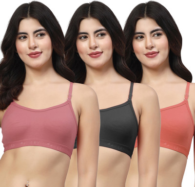 LILY 3321Mino Women Sports Non Padded Bra(Maroon, Black, Red)