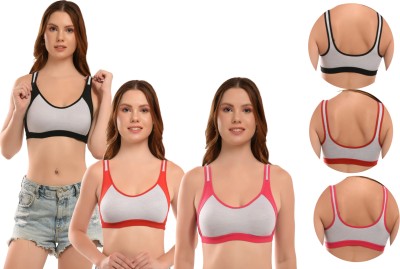 Liguria Daily use Sports Bra for Girls and Women Bra Combo Pack of 3 Women Sports Non Padded Bra(Multicolor)