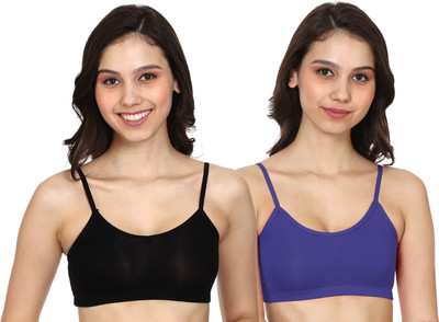 zoxen Women Cami Bra Non Padded Bra(Black, Dark Blue)