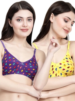 Docare LittleHeart Women Minimizer Non Padded Bra(Purple, Yellow)