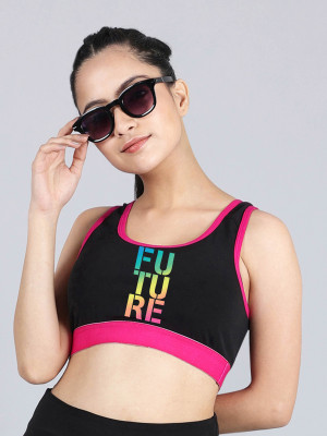 Dchica Womens Racerback Sports bra Women Sports Non Padded Bra(Black)