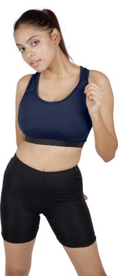 NINQ Womens Sports Bra Wirefree Seamless Padded Racerback Yoga Bra Women Sports Lightly Padded Bra(Dark Blue)