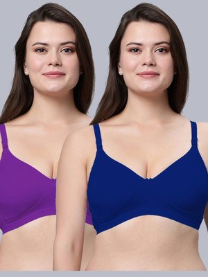 Eden EDENBRA08PURPLEROYALBLUE Women T-Shirt Non Padded Bra(Purple, Blue)