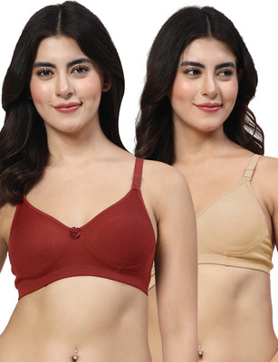LILY Axela Moulded Double Layered Women Minimizer Non Padded Bra(Maroon, Beige)