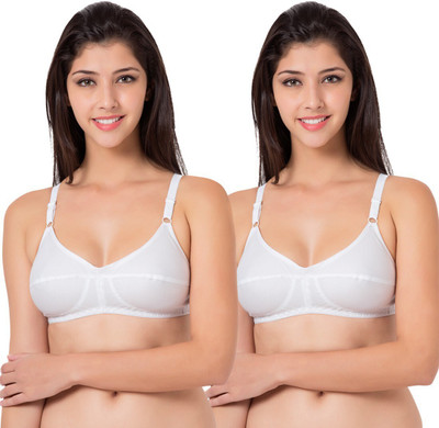 SOUMINIE by Belle Lingeries Flexi Fit Pure Cotton Non-Padded Dailywear Pack of 2 Women T-Shirt Non Padded Bra(White)