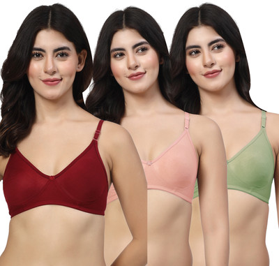LILY ayir Women T-Shirt Non Padded Bra(Maroon, Pink, Green)