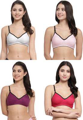 Docare M2Mino Women T-Shirt Non Padded Bra(White, Pink, Purple, Pink)