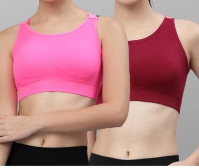 ZORWERN Women Cami Bra Lightly Padded Bra(Pink, Maroon)