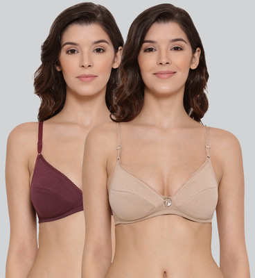 Lyra Women Everyday Non Padded Bra(Maroon, Beige)