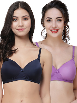 COLLEGE GIRL Hellopad ComboPO2 Women Everyday Lightly Padded Bra(Dark Blue, Purple)