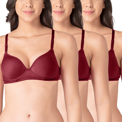 KOMLI Komli Heavily Padded Push-up Cotton Rich Bra Women Push-up Heavily Padded Bra(Maroon)