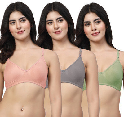 LILY ayir Women Bralette Non Padded Bra(Pink, Grey, Green)