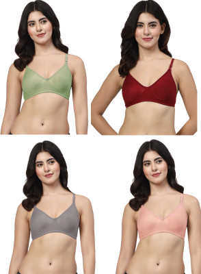 LILY ayir Women T-Shirt Non Padded Bra(Green, Maroon, Brown, Pink)