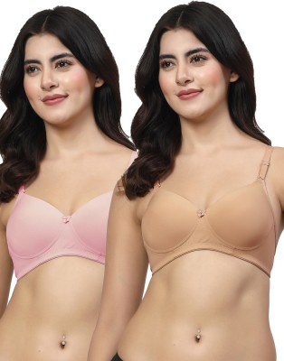 LILY Dapyklis Women T-Shirt Lightly Padded Bra(Pink, Gold)