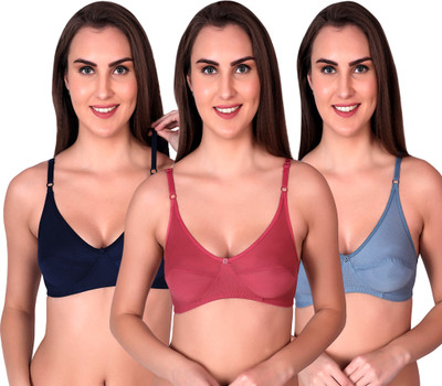 CURVZEX disha Women Push-up Non Padded Bra(Pink, Light Blue, Dark Blue)