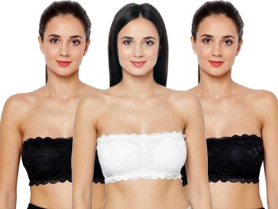 ETH Women Bandeau/Tube Lightly Padded Bra(White, Black)