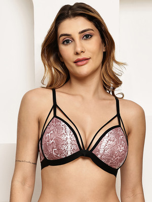 Quttos Quttos snake print strappy triangle bra for women Women Plunge Lightly Padded Bra(Brown)
