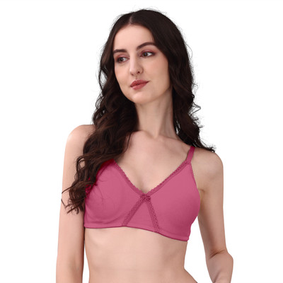 exotica lingire Exotica Lingerie Non Padded Lace Cross Bellt Bra Women Full Coverage Non Padded Bra(Maroon)