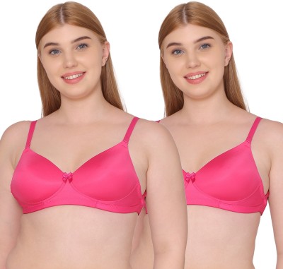 TWEENS Tweens Push-Up Under-Wired Heavily Padded Cotton Rich Bra Seamless Molded Women T-Shirt Lightly Padded Bra(Pink)