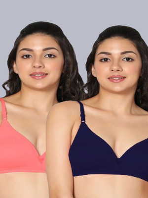 Eden EDEN02TOMATONAVYBLUE Women T-Shirt Non Padded Bra(Dark Blue, Pink)