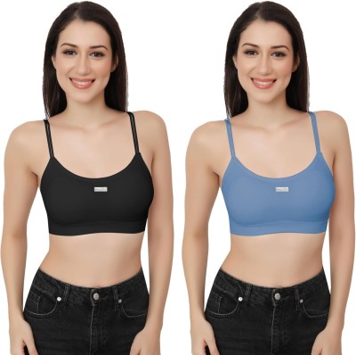 Ganesh Enterprises 2122 Sport Bra Light Padded Bra Women Sports Lightly Padded Bra(Black, Blue)