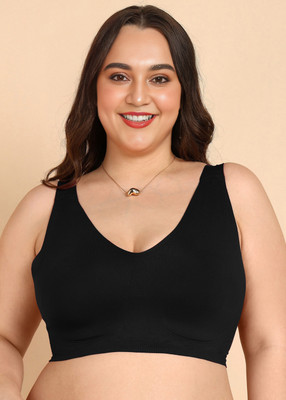 Dressberry Dressberry Seamless Plus-Size Lightly Padded Cotton Bra Women Minimizer Lightly Padded Bra(Black)